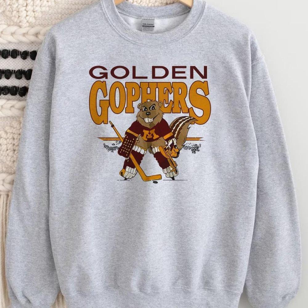 University Of Minnesota Golden Gophers Ice Hockey Grey Crewneck Sweatshirt